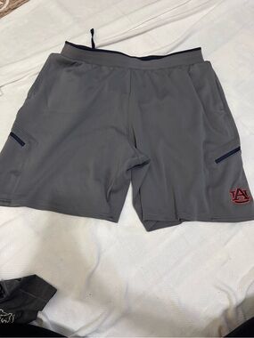 Under Armour Gray Athletic Shorts with Navy & Orange Auburn Logo
